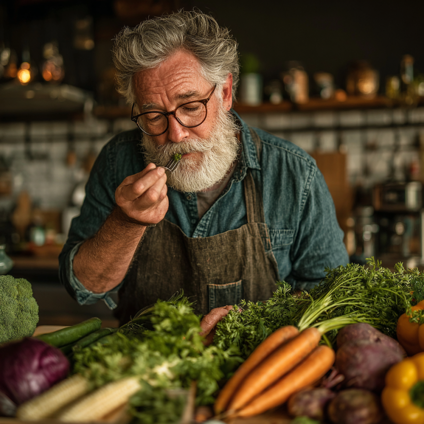 Senior mâncând sănătos